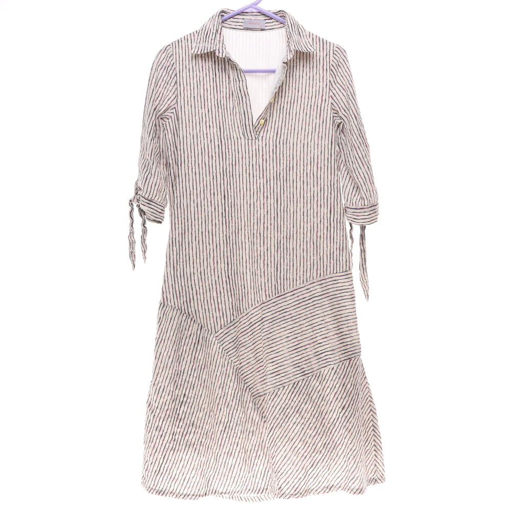Tweed Midi Dress XS Women Cotton/Rayon Lined White/Blue/Pink